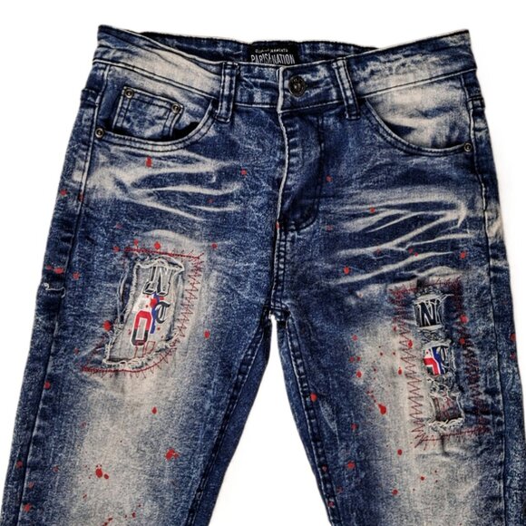 Parish Nation Girl’s Size 12 Patched Distressed Y2K Jeans - Picture 2 of 4